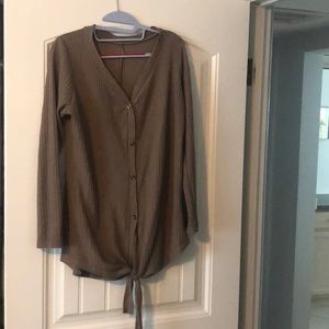 Amazon Find! Taupe Waffle tie in the front shirt